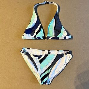 Blue,White & Turquoise Bikini, Size 14